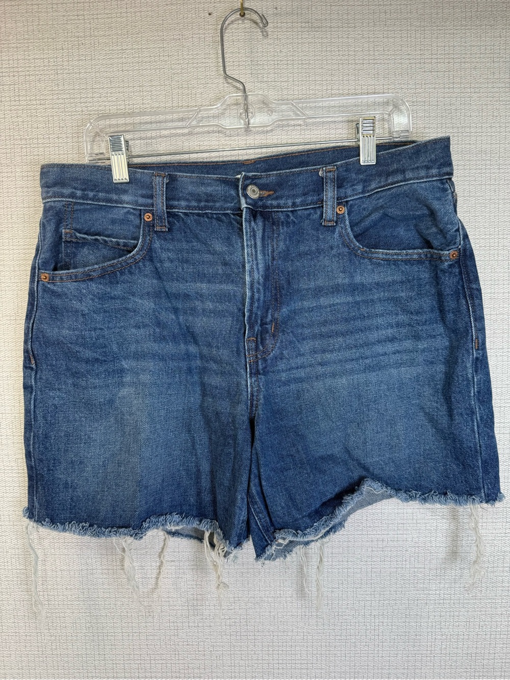Old Navy OG Straight Dad Short Womans 12 Cut Off Dark Blue Denim Jean 100%Cotton